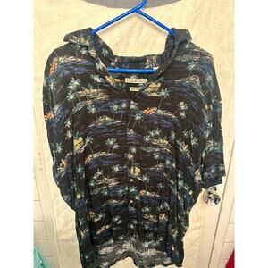 Batak Bay Men’s Aloha Hawaiian Shirt Size XL Beach Palms Hut Surf Short Sleeve